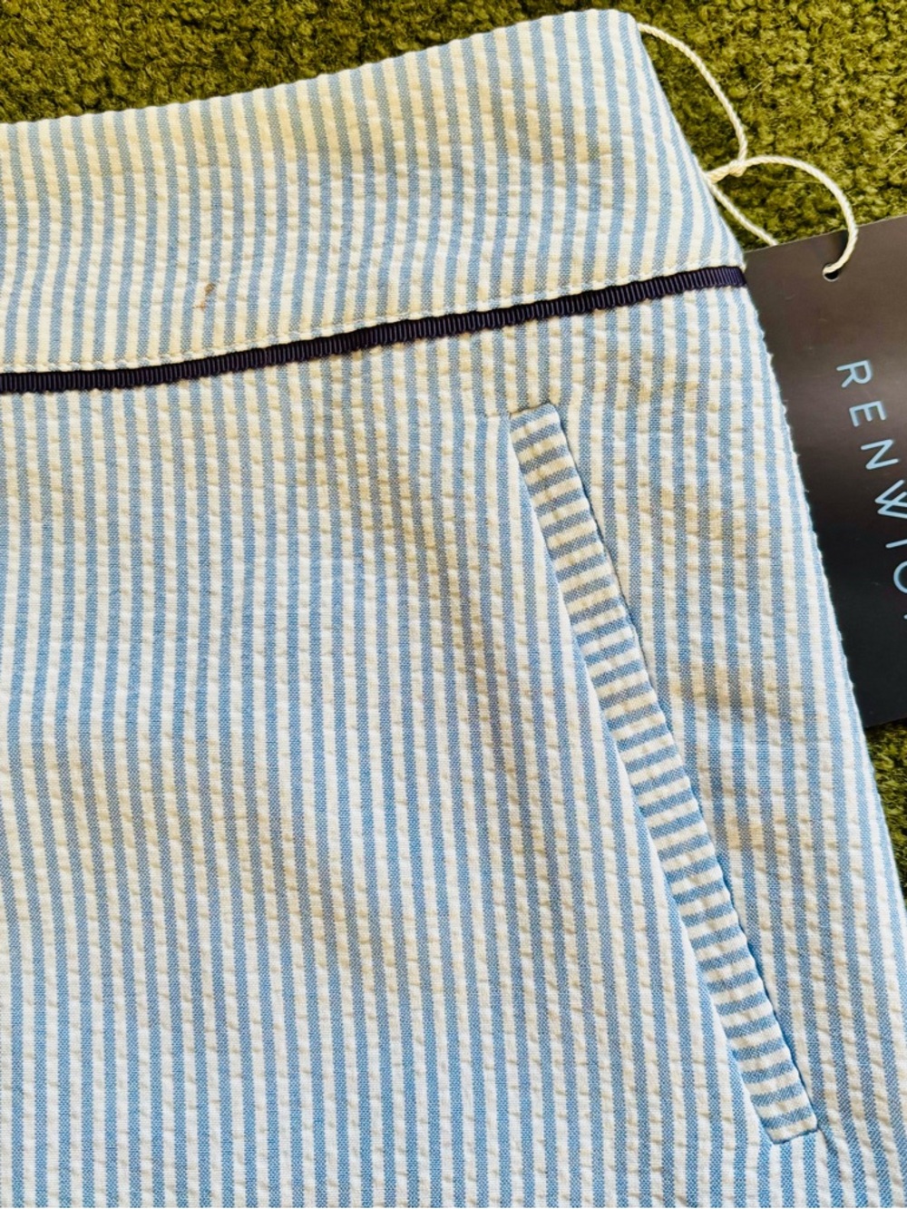 NWT Renwick Sz 12 Seersucker Mini Skirt and Shorts with Navy Piping - Light Blue - Picture 9 of 9